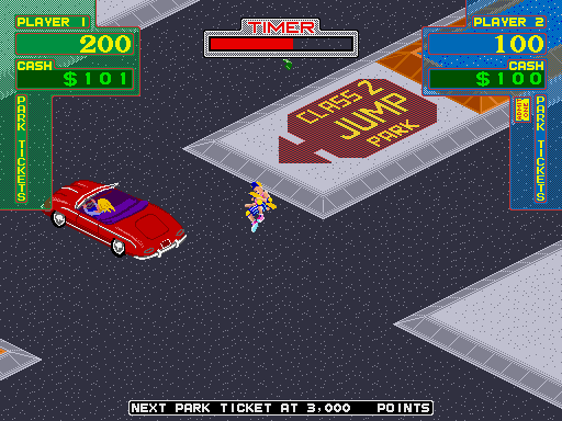 720º Arcade Screenshot: Ouch, hit by a car!