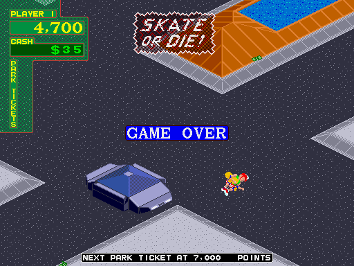 720º Arcade Screenshot: Game over.
