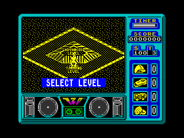 720º ZX Spectrum Screenshot: Select a skill level.