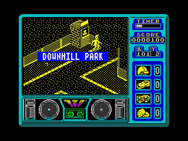720º ZX Spectrum Screenshot: Ready for the downhill park?