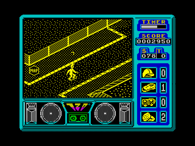 720º ZX Spectrum Screenshot: Skate over to the map icon to see the city...