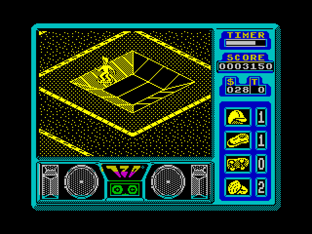 720º ZX Spectrum Screenshot: Skating over the terrain...