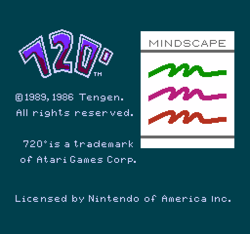720º NES / Famicom Screenshot: Starting screen.