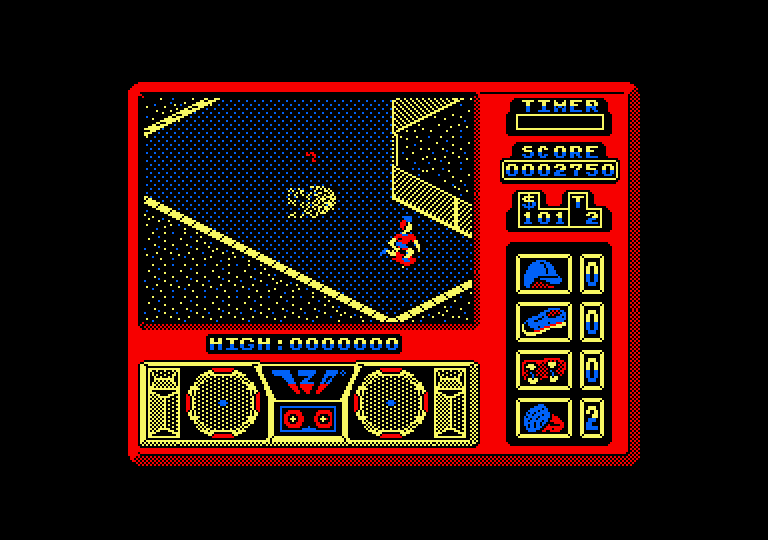 720º Amstrad CPC Screenshot: A swarm of bees is chasing me.