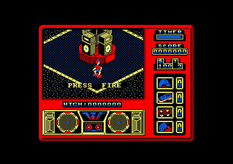 720º Amstrad CPC Screenshot: Press fire button to begin the game.