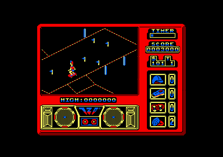 720º Amstrad CPC Screenshot: The slalom park event.