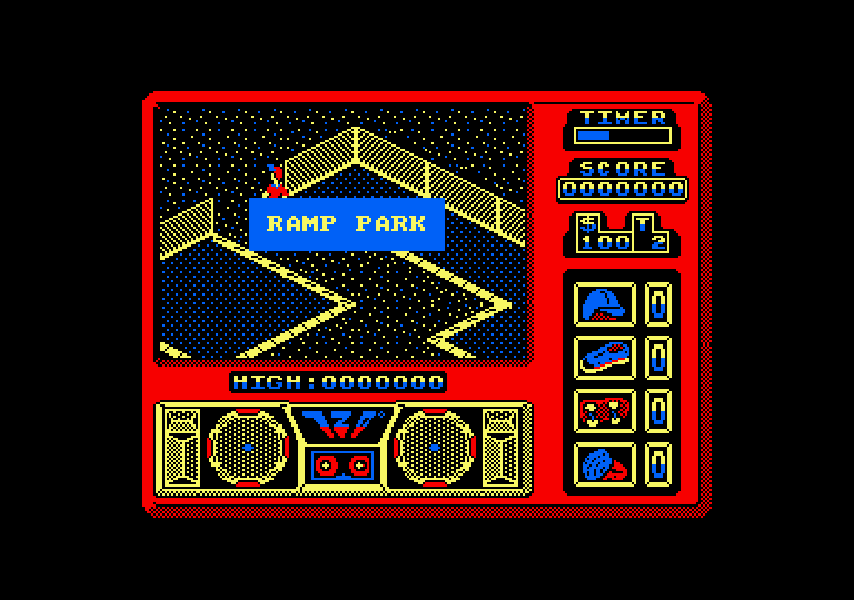 720º Amstrad CPC Screenshot: Entering the ramp park...