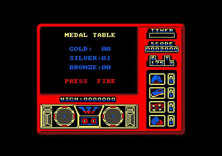720º Amstrad CPC Screenshot: Here's the medals earned so far...