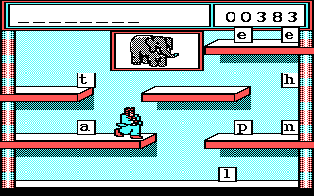 Stickybear Spellgrabber IBM PC/Compatibles Screenshot: I have a longer word this time.