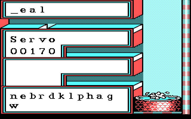 Stickybear Spellgrabber IBM PC/Compatibles Screenshot: Splash! I didn't guess the word in time.