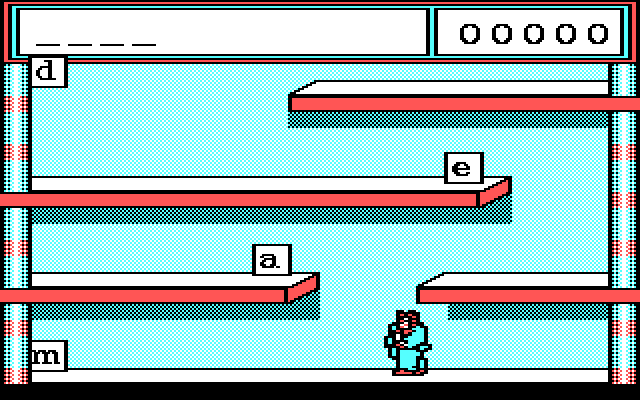 Stickybear Spellgrabber IBM PC/Compatibles Screenshot: Word spelling doesn't use pictures; it shows a word, then scrambles the letters.