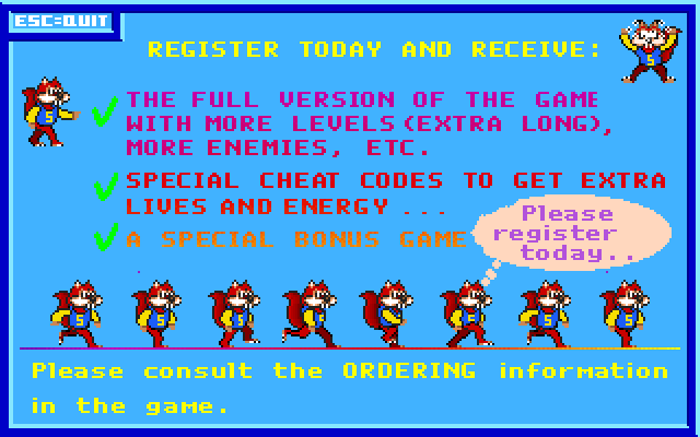 Save Our Pizzas IBM PC/Compatibles Screenshot: Register to receive the full game...