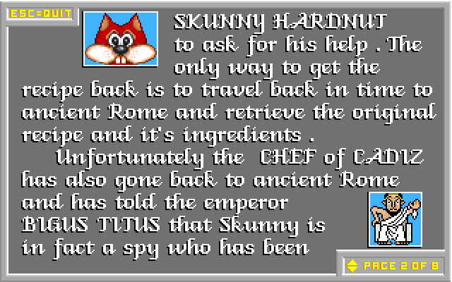 Save Our Pizzas IBM PC/Compatibles Screenshot: Our hero, Skunny...