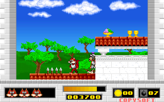 Save Our Pizzas IBM PC/Compatibles Screenshot: Spikes are extra deadly, don't touch them!
