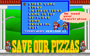 Save Our Pizzas for IBM PC/Compatibles - The main menu (shareware version 1.1)