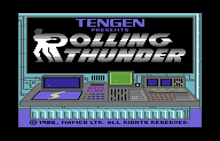 Rolling Thunder Commodore 64 Screenshot: Title screen.