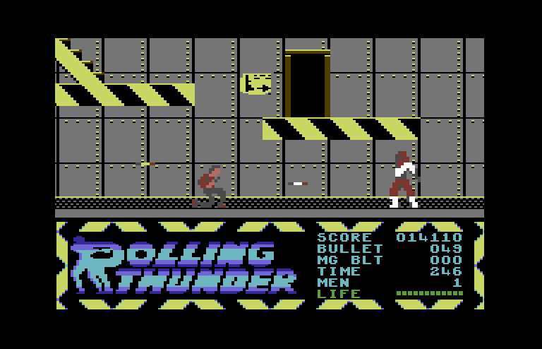 Rolling Thunder Commodore 64 Screenshot: The first location in area 2.
