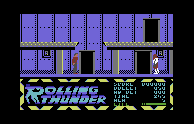 Rolling Thunder Commodore 64 Screenshot: Game start.