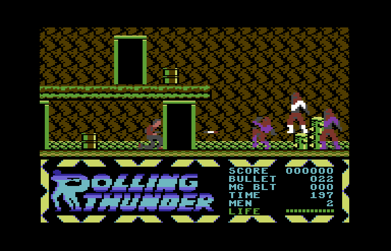 Rolling Thunder Commodore 64 Screenshot: I wonder if these doors go anywhere...