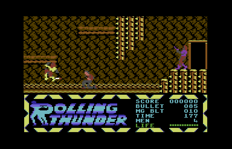 Rolling Thunder Commodore 64 Screenshot: I'm hit!