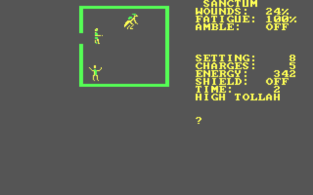 StarQuest: Rescue at Rigel IBM PC/Compatibles Screenshot: Found a prisoner being guarded.