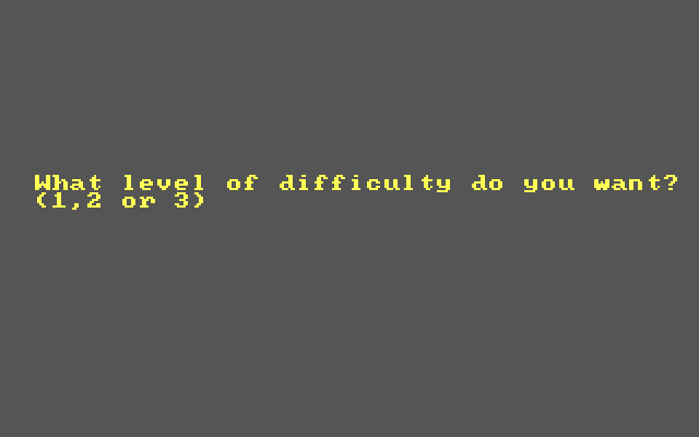 StarQuest: Rescue at Rigel IBM PC/Compatibles Screenshot: What level of difficulty do you want?
