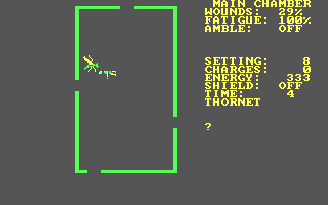 StarQuest: Rescue at Rigel IBM PC/Compatibles Screenshot: A large hornet attacks me!