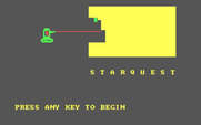 StarQuest: Rescue at Rigel for IBM PC/Compatibles - Title screen; the robot arrives and blasts away the yellow box.