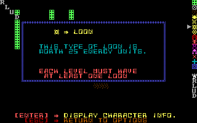 Liptocoe IBM PC/Compatibles Screenshot: The level editor also provides a description of each item available in the game.