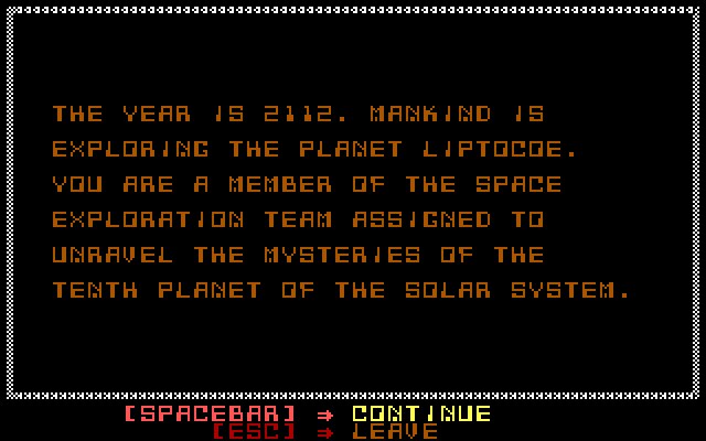 Liptocoe IBM PC/Compatibles Screenshot: The story so far...