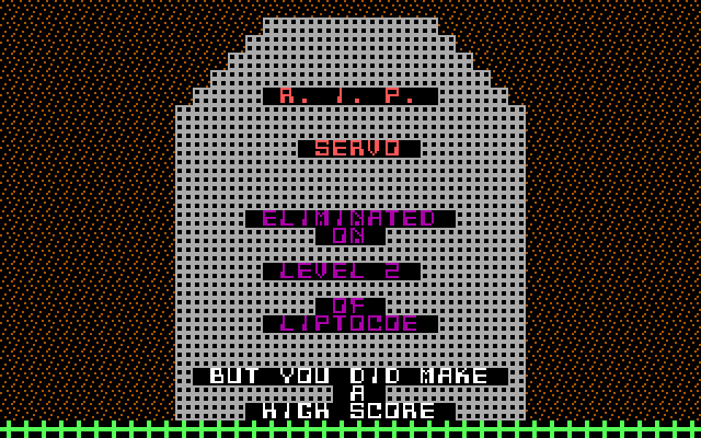 Liptocoe IBM PC/Compatibles Screenshot: Game over.