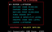 Liptocoe for IBM PC/Compatibles - The main menu.