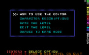 Liptocoe for IBM PC/Compatibles - The level editor menu.