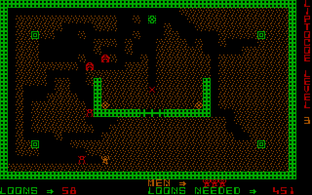 Liptocoe IBM PC/Compatibles Screenshot: Level 3 has lots of open space, but is still difficult.