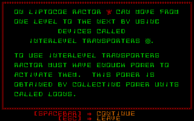 Liptocoe IBM PC/Compatibles Screenshot: One of the introduction screens.