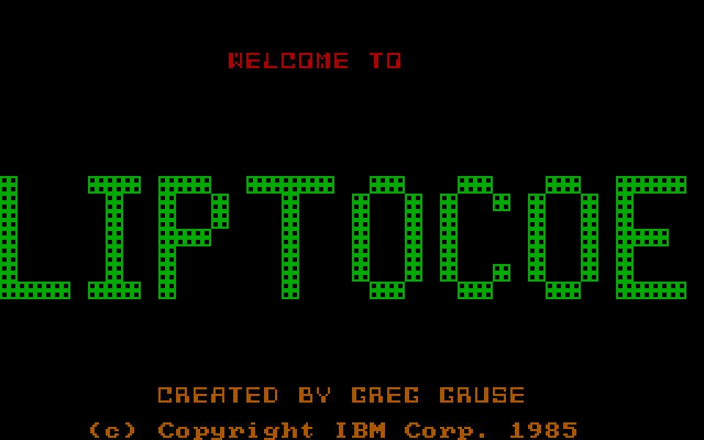 Liptocoe IBM PC/Compatibles Screenshot: Title screen.