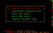 Liptocoe for IBM PC/Compatibles - The level editor main menu.
