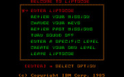 Liptocoe for IBM PC/Compatibles - The main game menu.