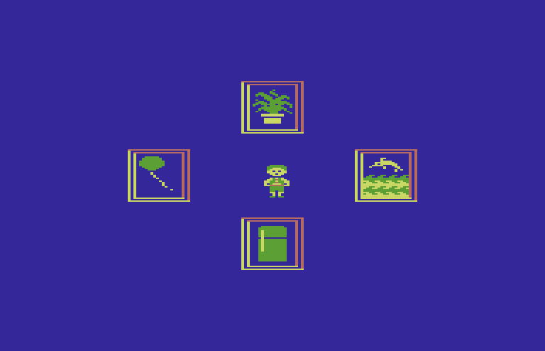 Grandma's House Commodore 64 Screenshot: Choose an image to travel to a far away place...