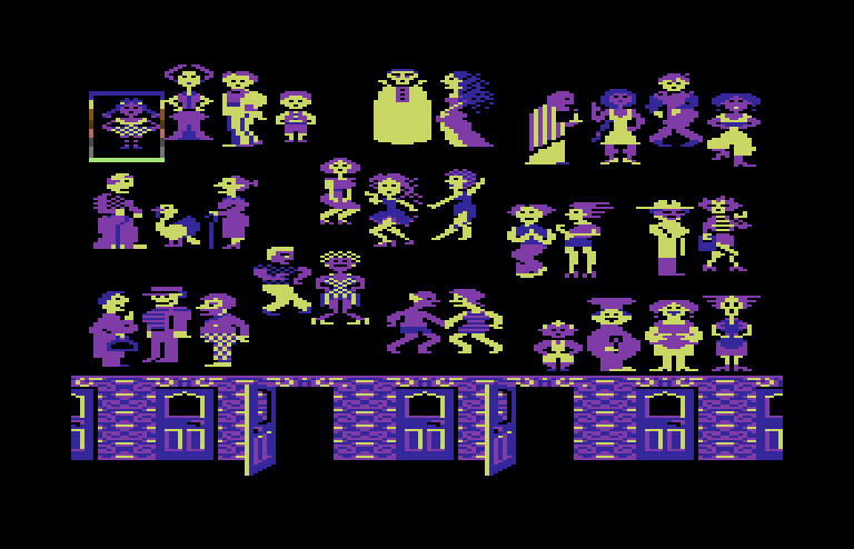 Grandma's House Commodore 64 Screenshot: Game start; first, choose some characters...