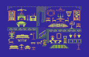 Grandma's House for Commodore 64 - This room has a lot of items I can pick up!