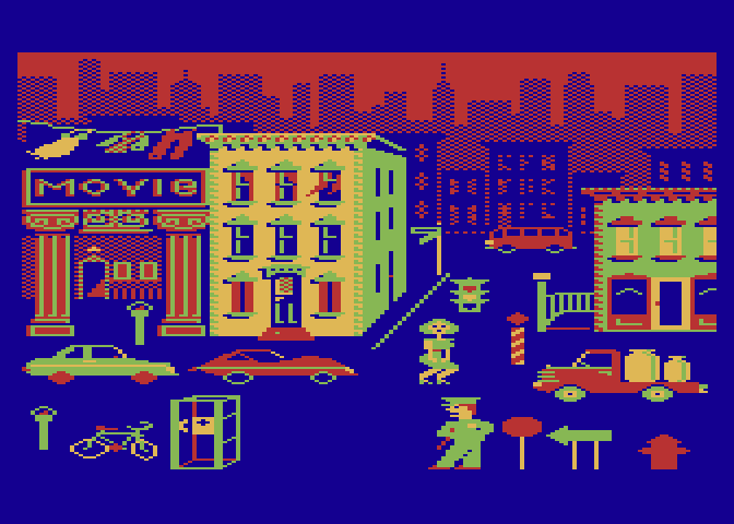 Grandma's House Atari 8-bit Screenshot: Welcome to the city!