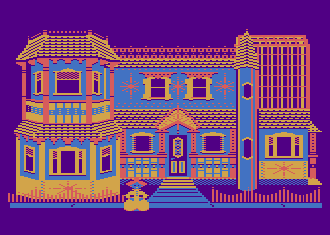 Grandma's House Atari 8-bit Screenshot: Outside grandma's house...