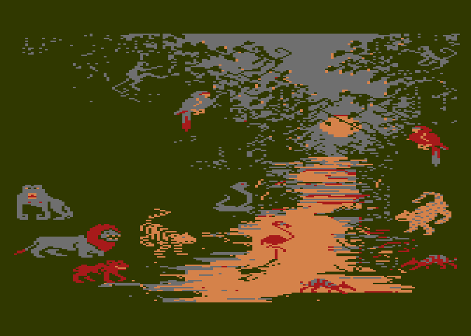 Grandma's House Atari 8-bit Screenshot: You can even bring back animals from the jungle.