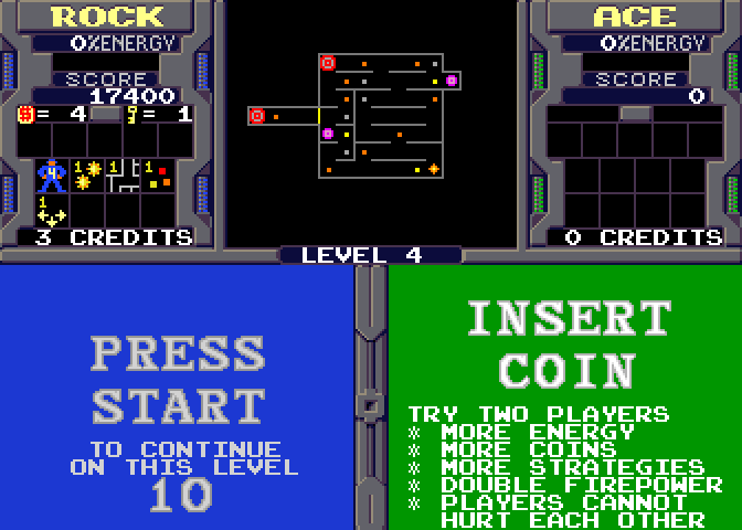 Xybots Arcade Screenshot: Game over.