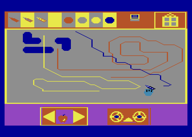 Leaps & Bounds Atari 8-bit Screenshot: Drawing mode; use thin and thick lines to draw whatever you want.