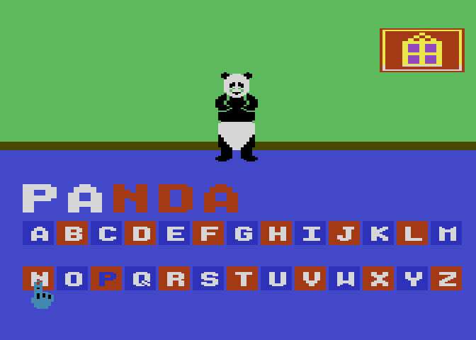 Leaps & Bounds Atari 8-bit Screenshot: Spelling panda...
