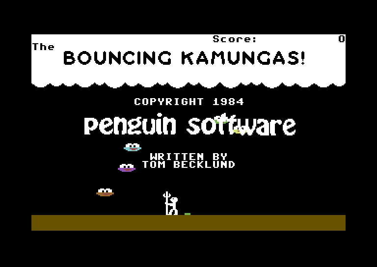 Bouncing Kamungas Commodore 64 Screenshot: Title screen.