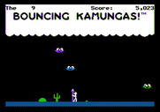 Bouncing Kamungas for Apple II - The kamungas keep increasing in number.
