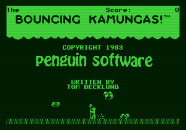 Bouncing Kamungas for Apple II - Title screen.